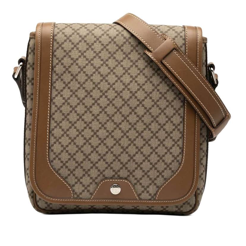 Gucci Diamante Coated Canvas Crossbody Brown Canvas Good condition - Front View