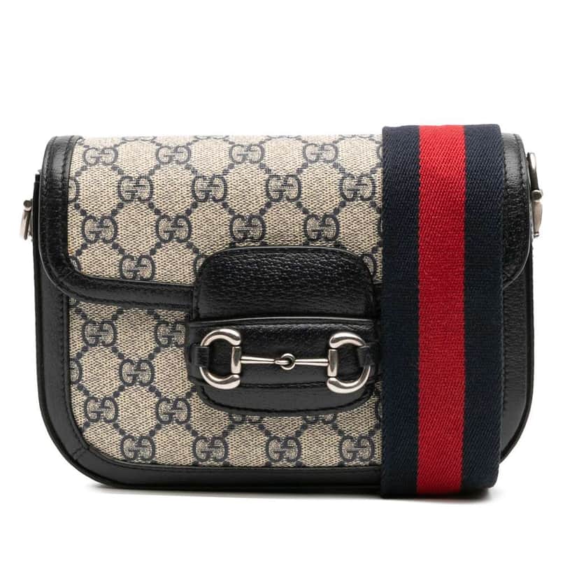 Gucci Small GG Supreme Horsebit 1955 Crossbody Brown Canvas Good condition - Front View