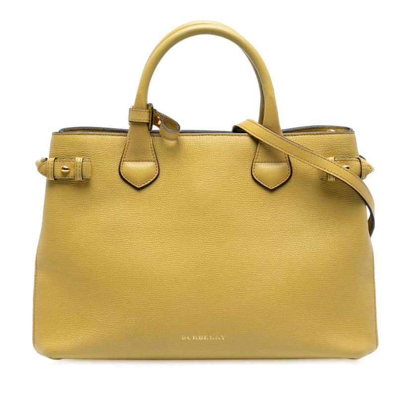 Burberry Medium Leather and House Check Banner Satchel Yellow Leather Good condition - Front View
