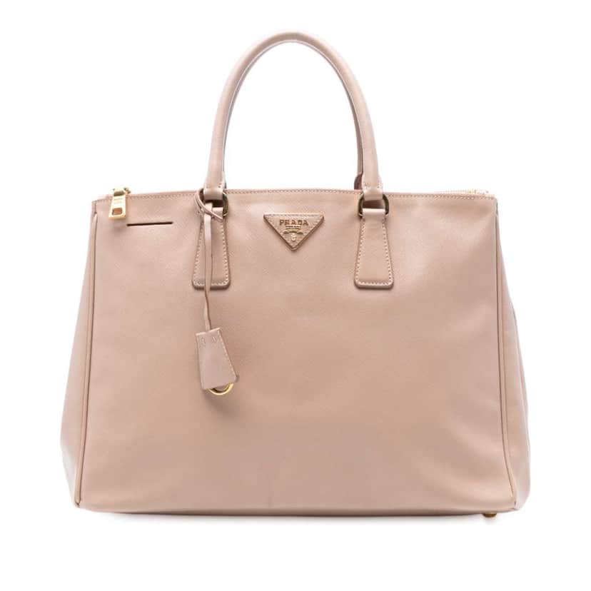 Prada Large Saffiano Lux Galleria Double Zip Tote Brown Leather Good condition - Front View