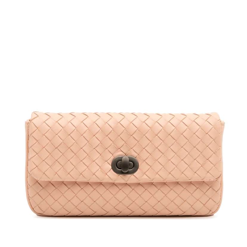 Bottega Veneta Nappa Intrecciato Clutch Brown Leather Good condition - Front View