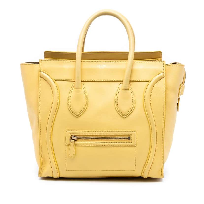 Celine Mini Leather Luggage Tote Yellow Leather Good condition - Front View