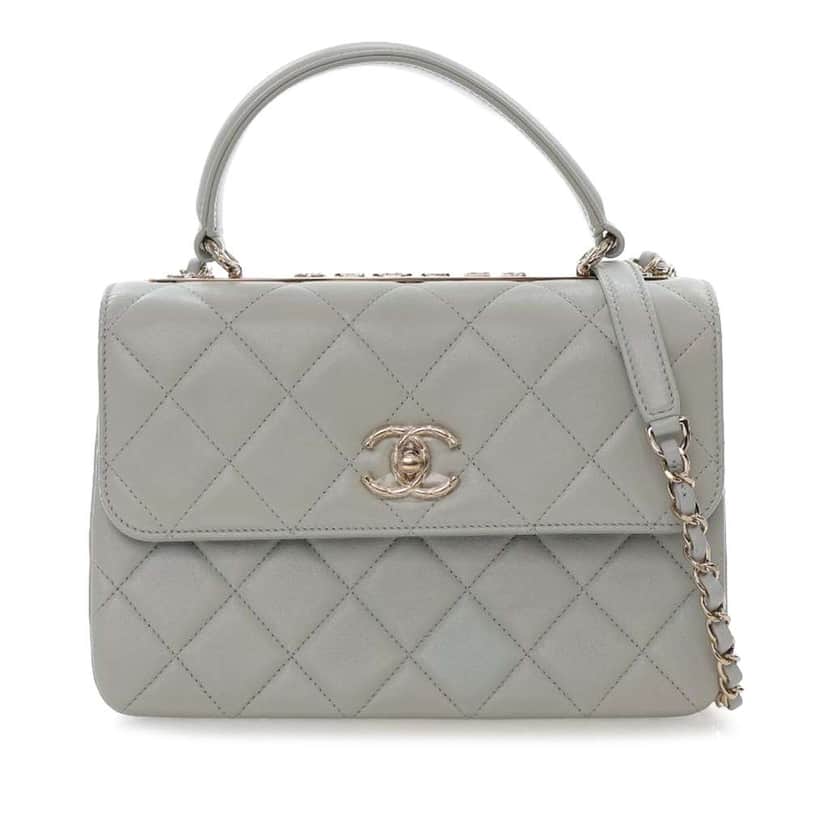 Chanel Small Lambskin Trendy CC Top Handle Flap Grey Leather Good condition - Front View