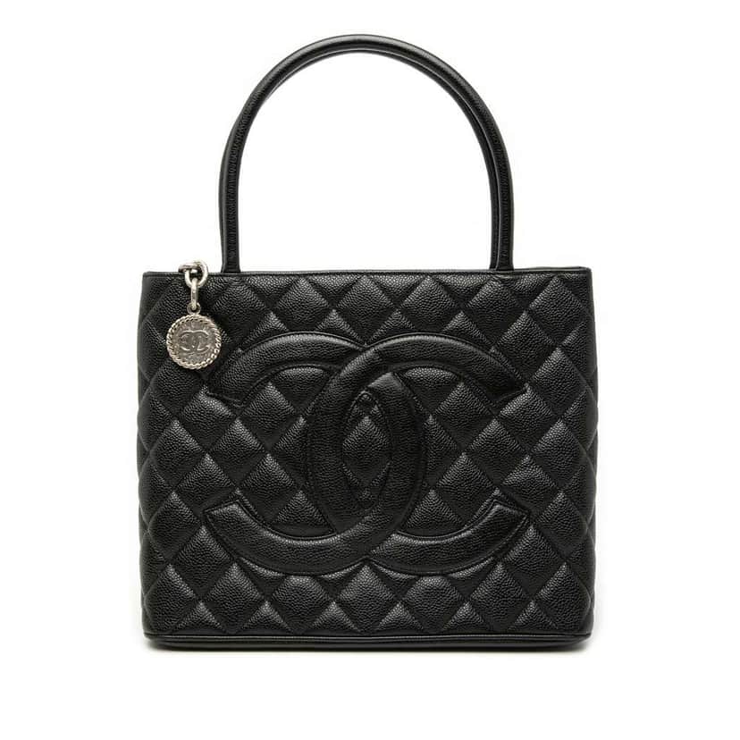 Chanel Caviar Medallion Tote Black Leather Good condition - Front View