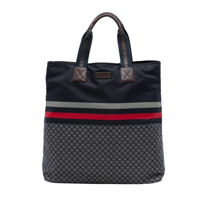 Gucci Diamante Web Nylon Tote Blue Good condition - Front View