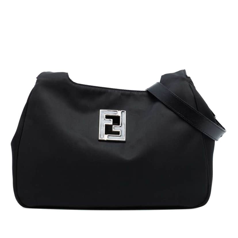 Fendi Nylon FF Shoulder Bag Black Good condition - Front View