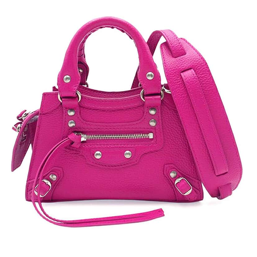 Balenciaga Nano Grained Calfskin Neo Classic City Satchel Pink Leather Good condition - Front View