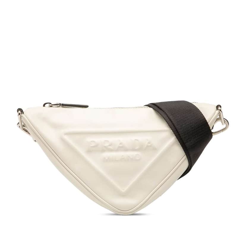 Prada Grace Lux Triangle Crossbody White Leather Good condition - Front View