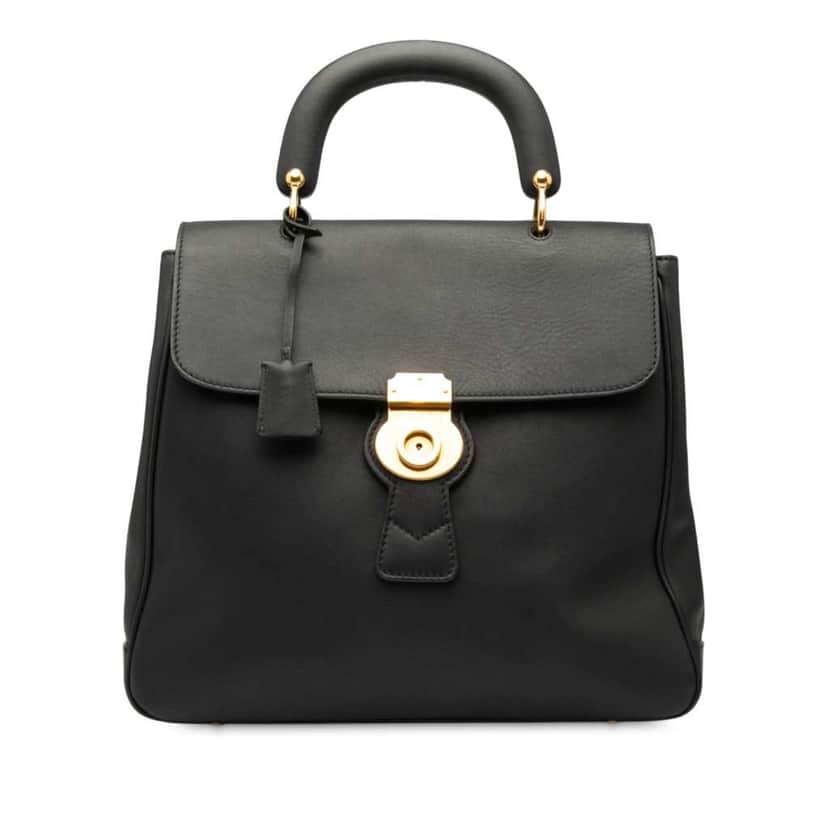 Burberry Large Trench Calfskin DK88 Top Handle Bag Black Leather Good condition - Front View