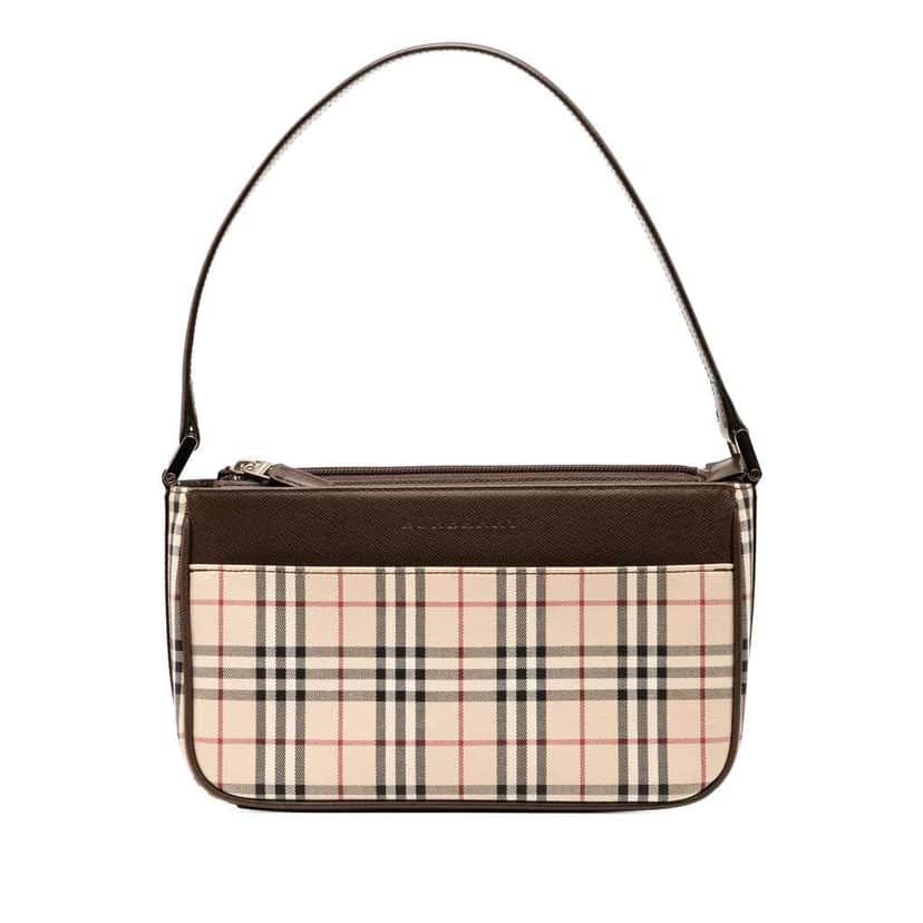 Burberry House Check Canvas Shoulder Bag Brown Canvas Good condition - Front View