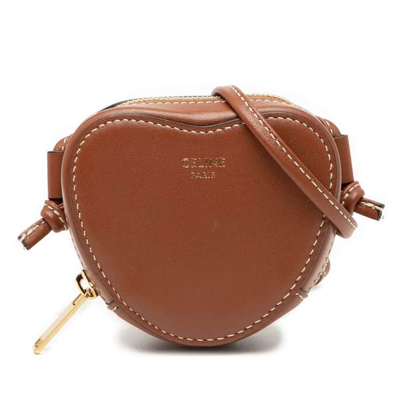 Celine Micro Leather Heart Crossbody Brown Leather Very good condition - Front View