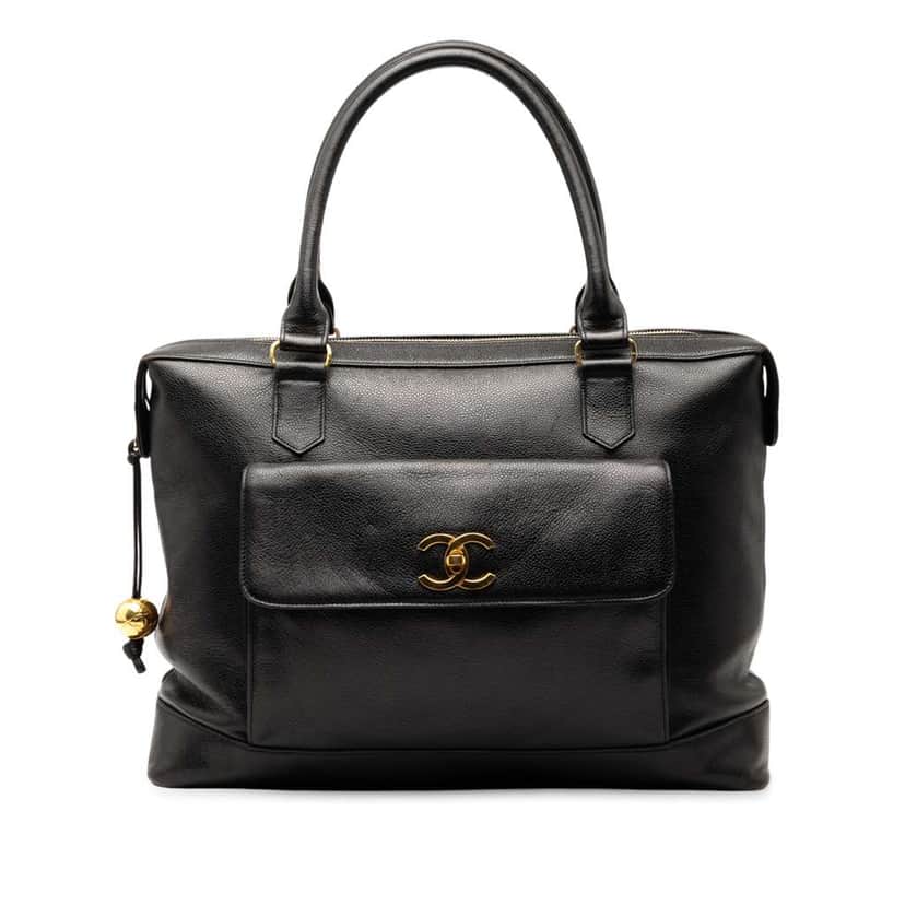 Chanel Caviar Front Pocket Tote Black Leather Good condition - Front View