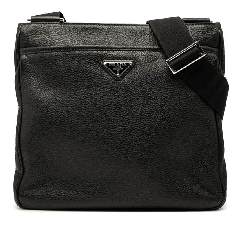 Prada Vitello City Zip Top Crossbody Black Leather Good condition - Front View