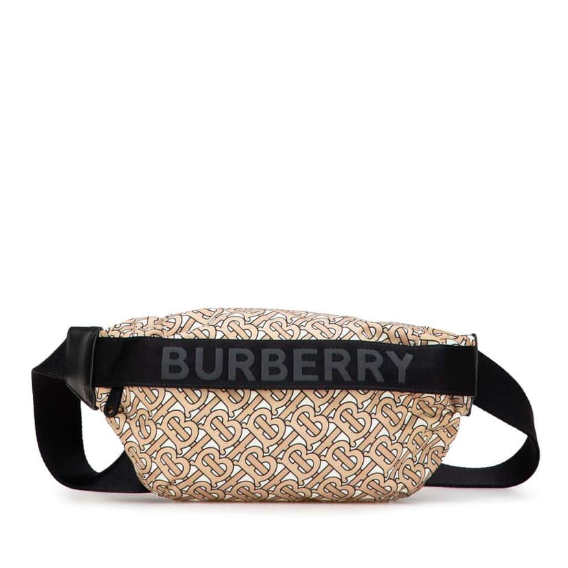 Burberry TB Monogram Nylon Sonny Belt Bag Brown Very good condition - Front View