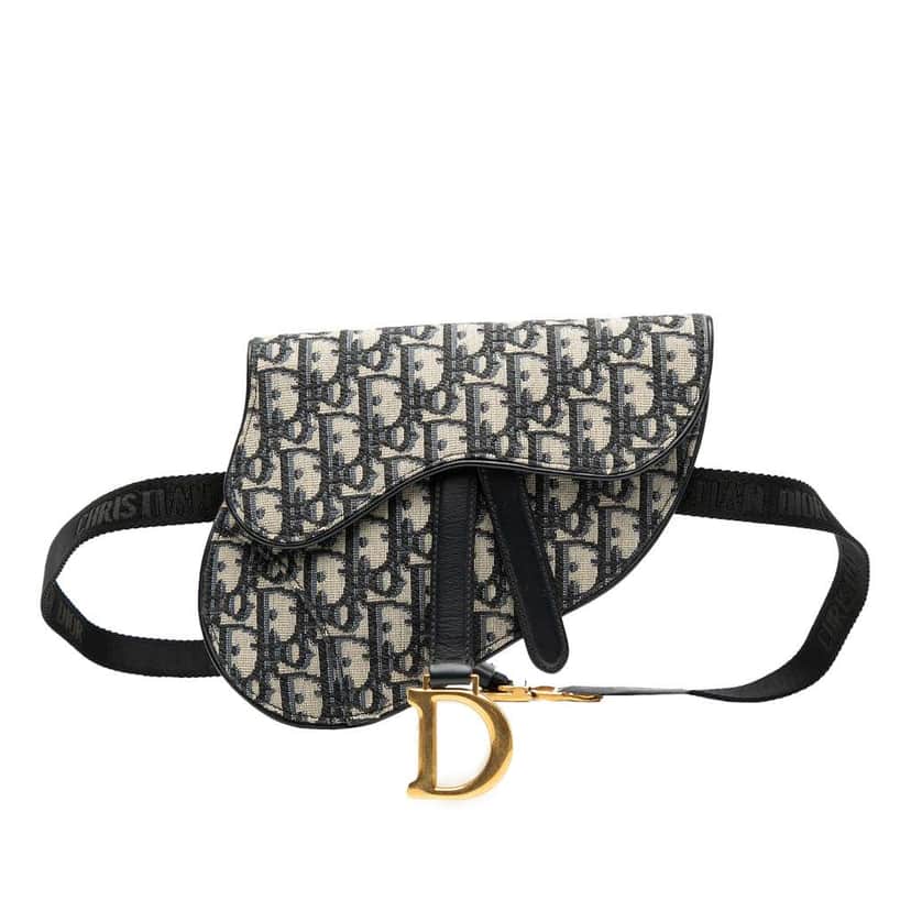 Dior Oblique Canvas Saddle Belt Bag Blue Canvas Good condition - Front View