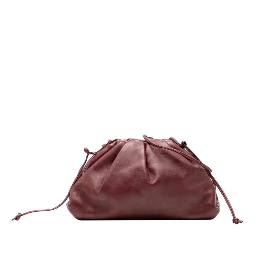 Bottega Veneta Lambskin The Mini Pouch Crossbody Red Leather Good condition - Front View