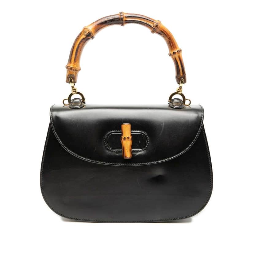 Gucci Calfskin Bamboo Night Black Leather Good condition - Front View