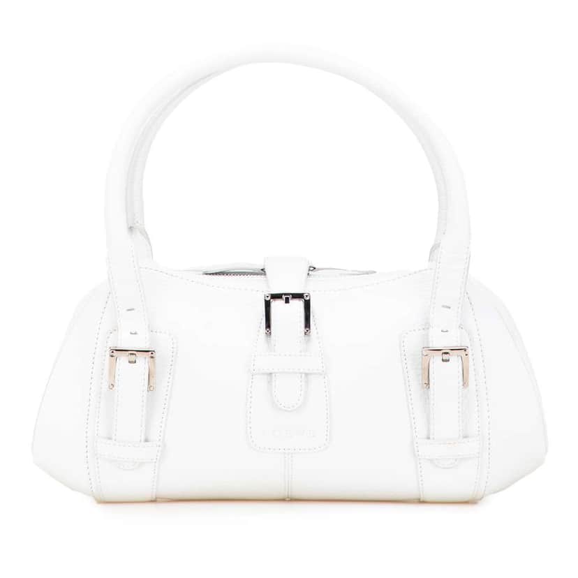 Loewe Leather Senda Handbag White Leather Good condition - Front View