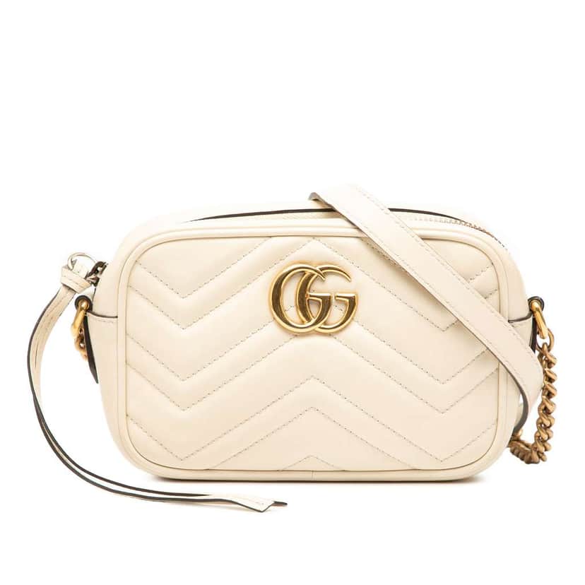 Gucci Mini GG Marmont Matelasse Leather Crossbody White Leather Good condition - Front View