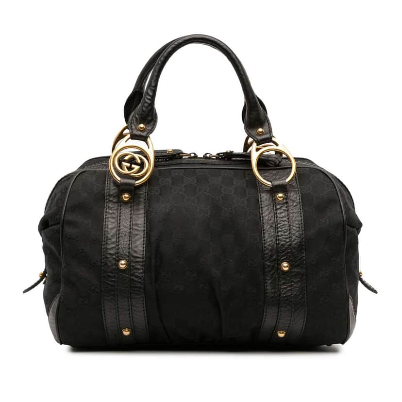 Gucci Medium GG Canvas Interlocking G Boston Bag Black Canvas Good condition - Front View