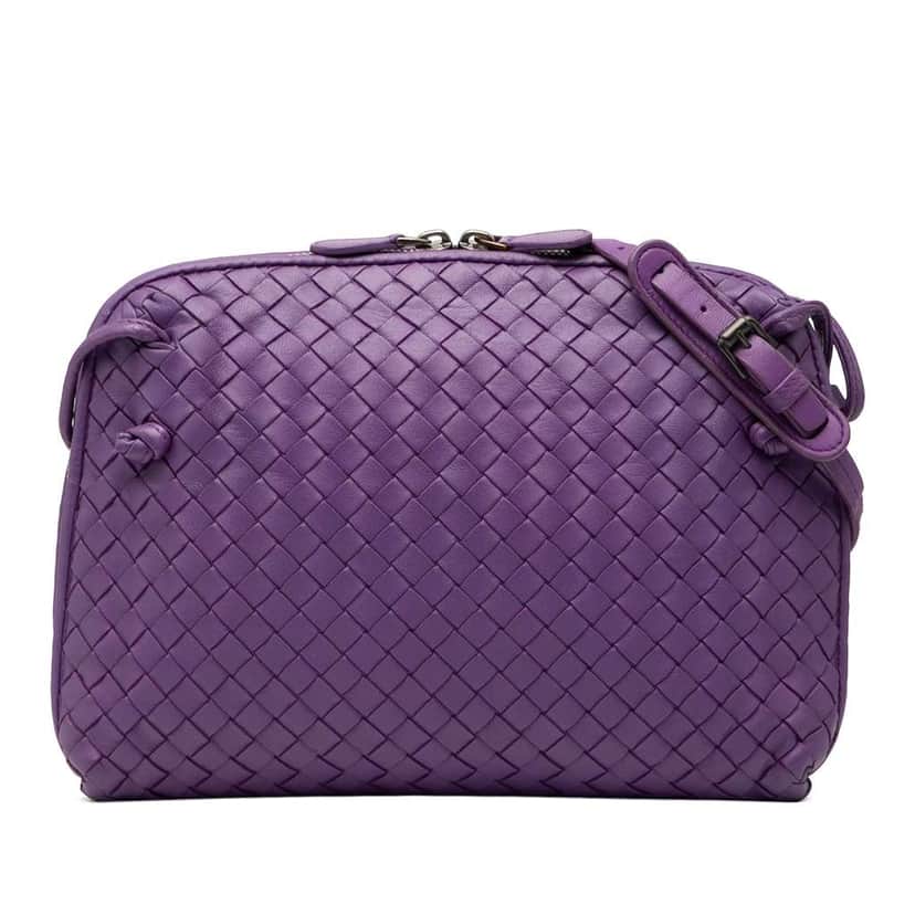 Bottega Veneta Nappa Intrecciato Nodini Crossbody Purple Leather Good condition - Front View