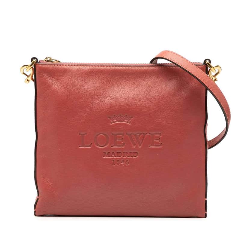 Loewe Leather Heritage Crossbody Red Leather Good condition - Front View