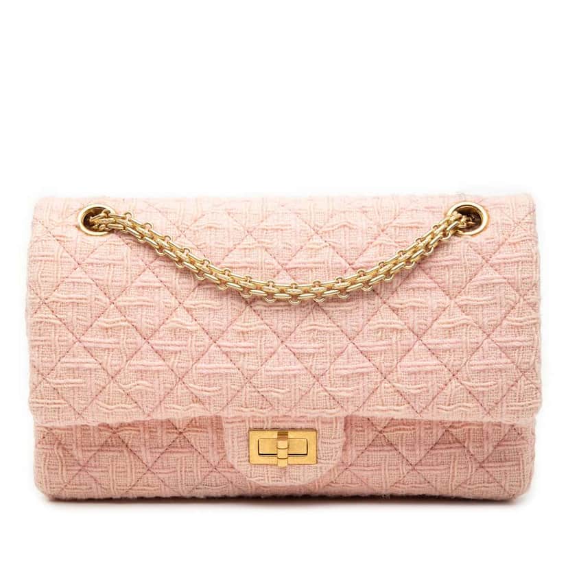 Chanel Reissue 2.55 Tweed Single Flap 225 Pink Tweed Good condition - Front View