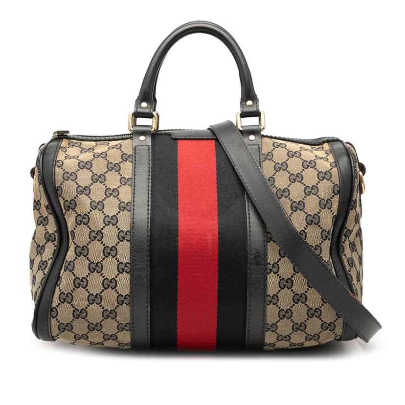 Gucci Medium GG Canvas Web Joy Boston Bag Brown Canvas Good condition - Front View