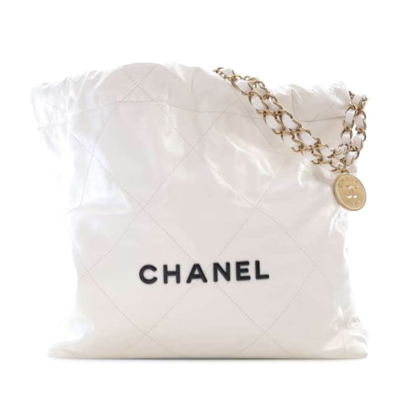 Chanel Small Goatskin 22 Handbag White Leather Very good condition - Front View