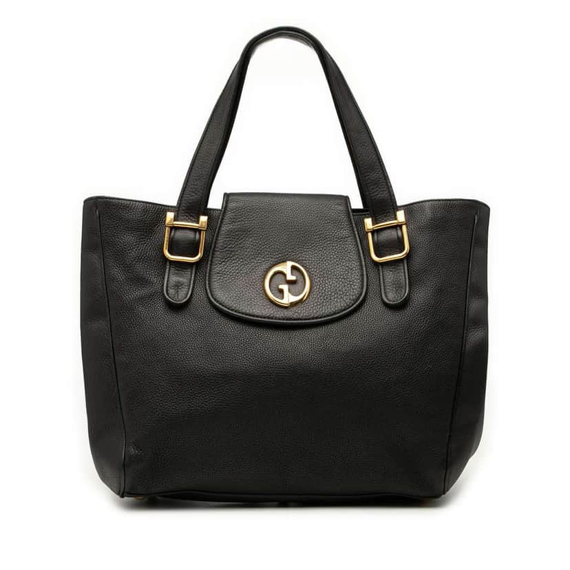 Gucci Leather 1973 Tote Black Leather Good condition - Front View