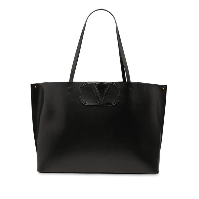 Valentino Leather Vlogo Fillme Tote Black Leather Good condition - Front View