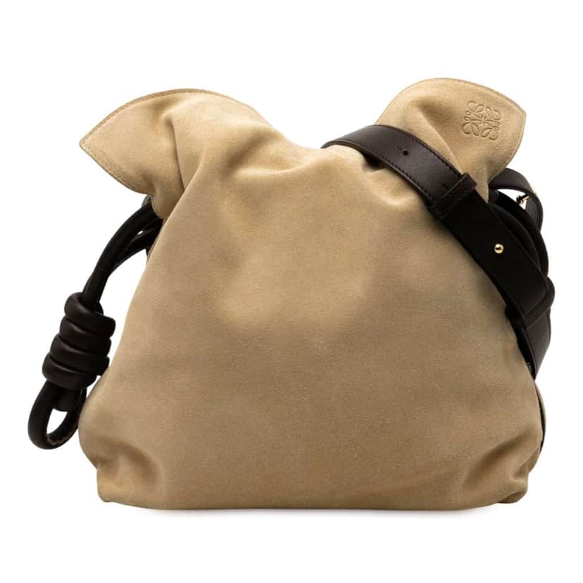 Loewe Suede Flamenco Knot Crossbody Brown Leather Good condition - Front View