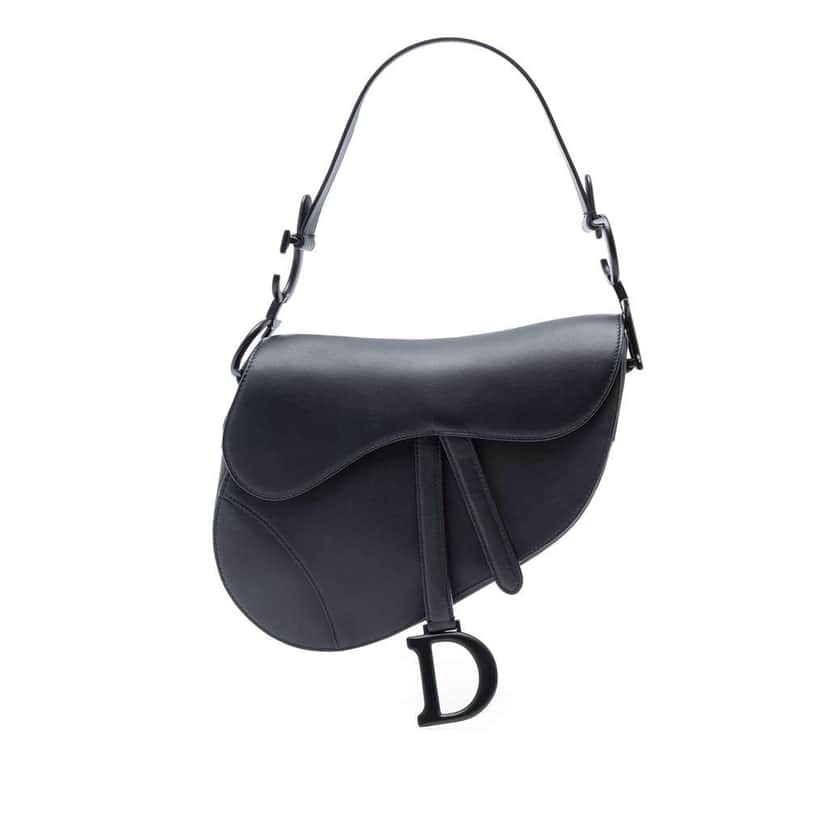 Dior Ultra Matte Calfskin Saddle Bag Black Leather Good condition - Front View