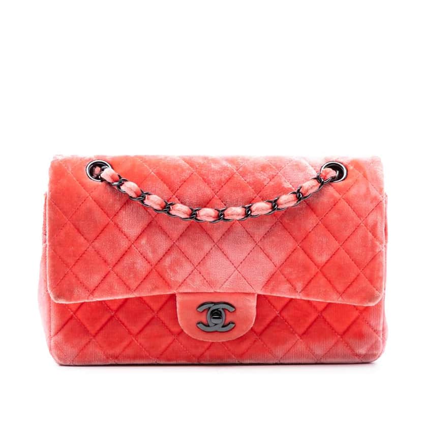 Chanel Medium Classic Velvet Double Flap Red Velvet Very good condition - Front View