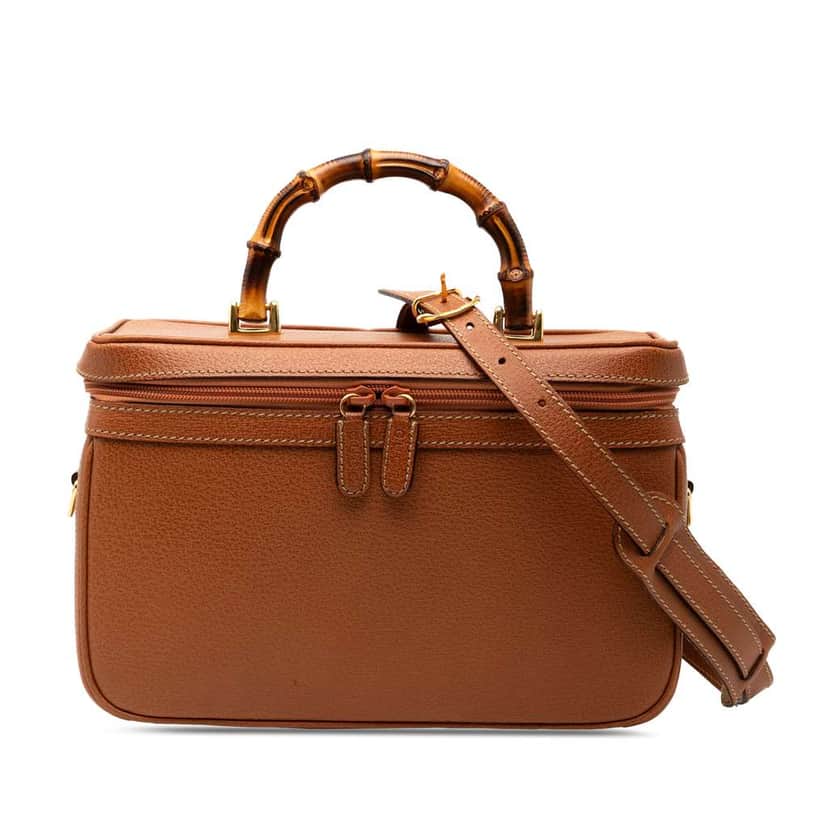 Gucci Leather Bamboo Vanity Bag Brown Leather Good condition - Front View