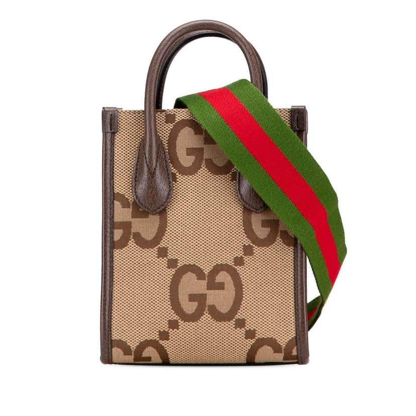 Gucci Mini Jumbo GG Canvas Web Satchel Brown Canvas Very good condition - Front View
