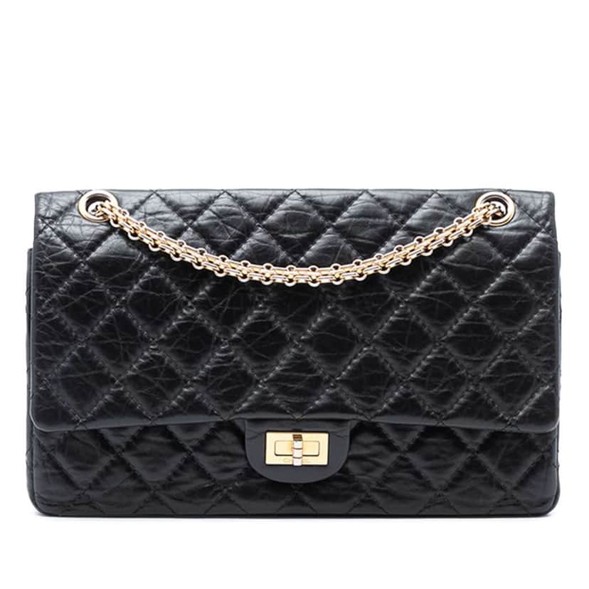 Chanel Reissue 2.55 Aged Calfskin Double Flap 226 Black Leather Good condition - Front View