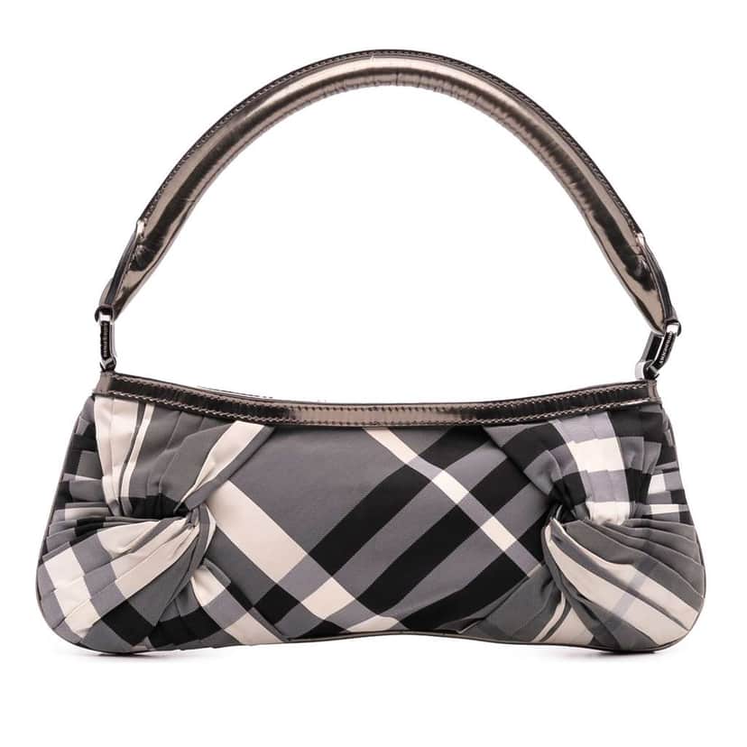 Burberry Supernova Check Canvas Handbag Grey Canvas Good condition - Front View