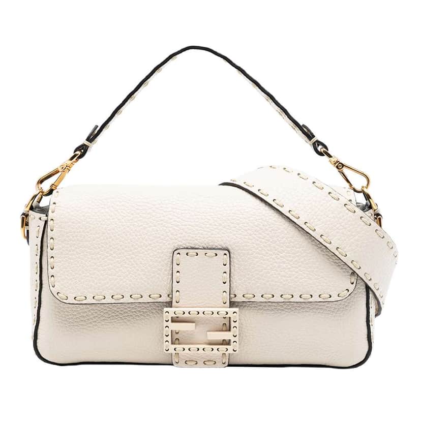 Fendi Medium Leather Selleria Baguette Satchel Brown Leather Good condition - Front View