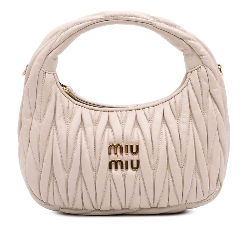 Miu Miu Mini Matelasse Nappa Wander Bag Brown Leather Good condition - Front View