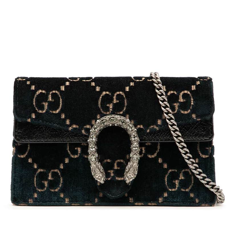 Gucci Mini GG Velvet Dionysus Crossbody Blue Velvet Good condition - Front View