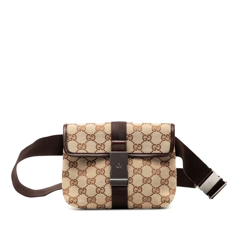 Gucci GG Canvas Belt Bag Brown Canvas Good condition - Front View