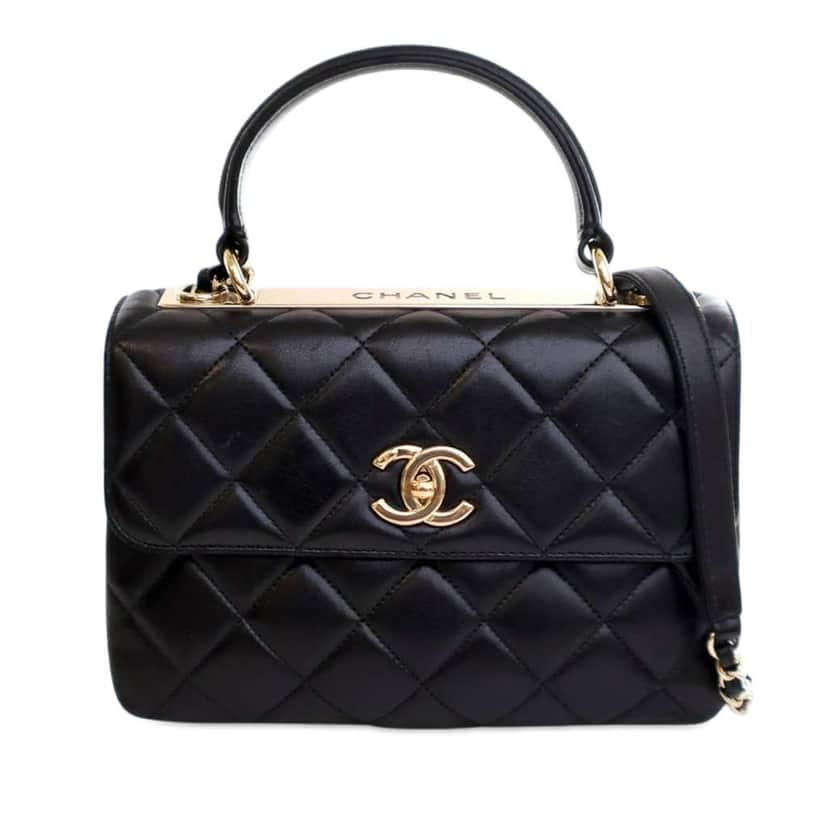 Chanel Small Quilted Lambskin Trendy CC Flap Black Leather Good condition - Front View