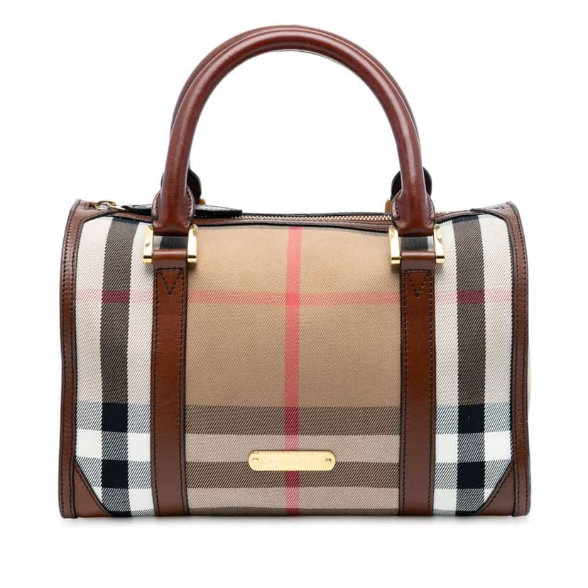 Burberry House Check Canvas Alchester Bowling Bag Brown Canvas Good condition - Front View