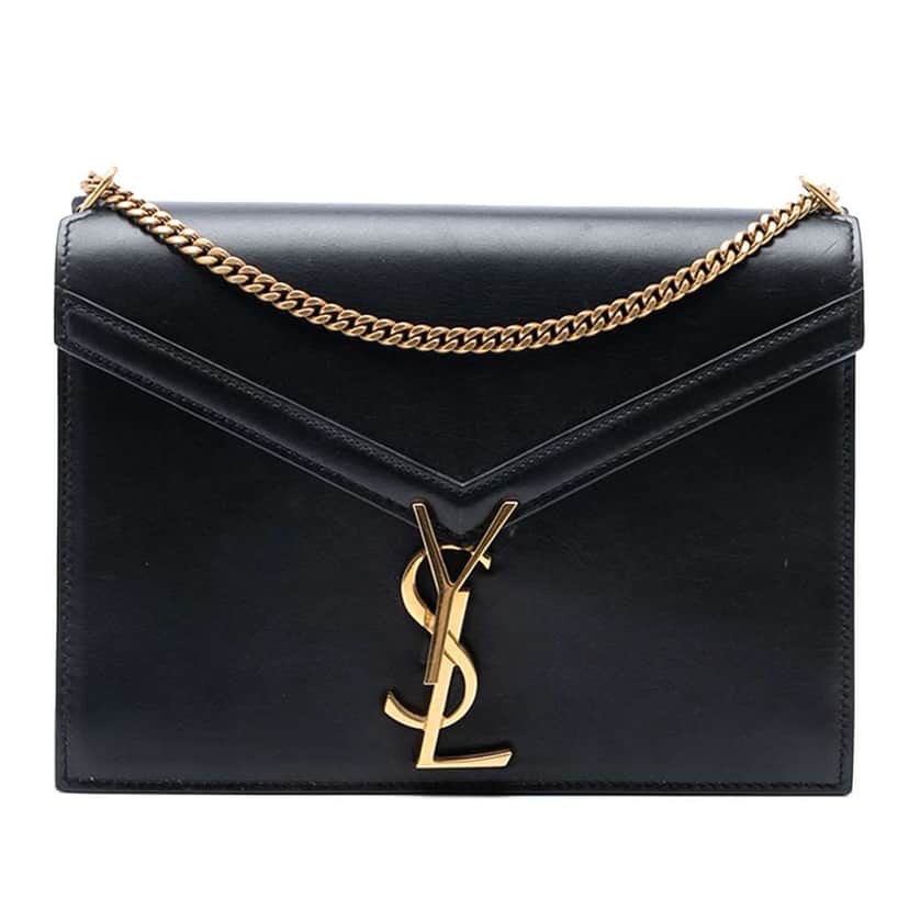 Saint Laurent Smooth Calfskin Monogram Cassandra Clasp Bag Black Leather Good condition - Front View