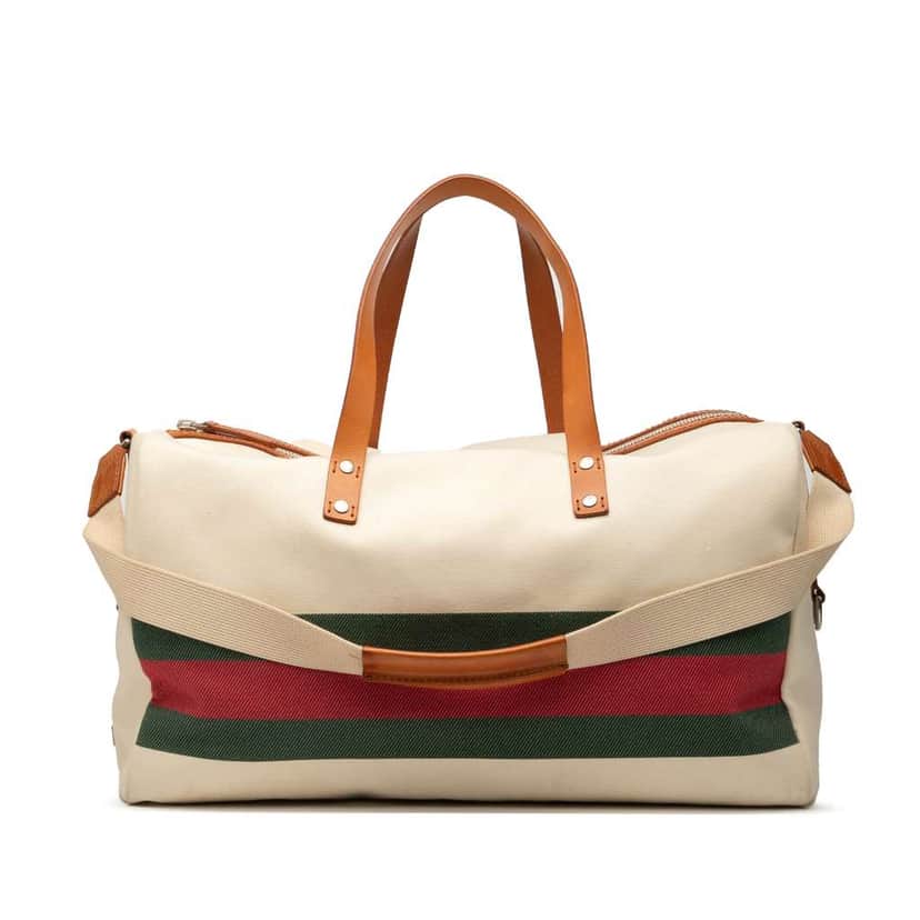 Gucci Canvas Web Duffle Bag Brown Canvas Good condition - Front View