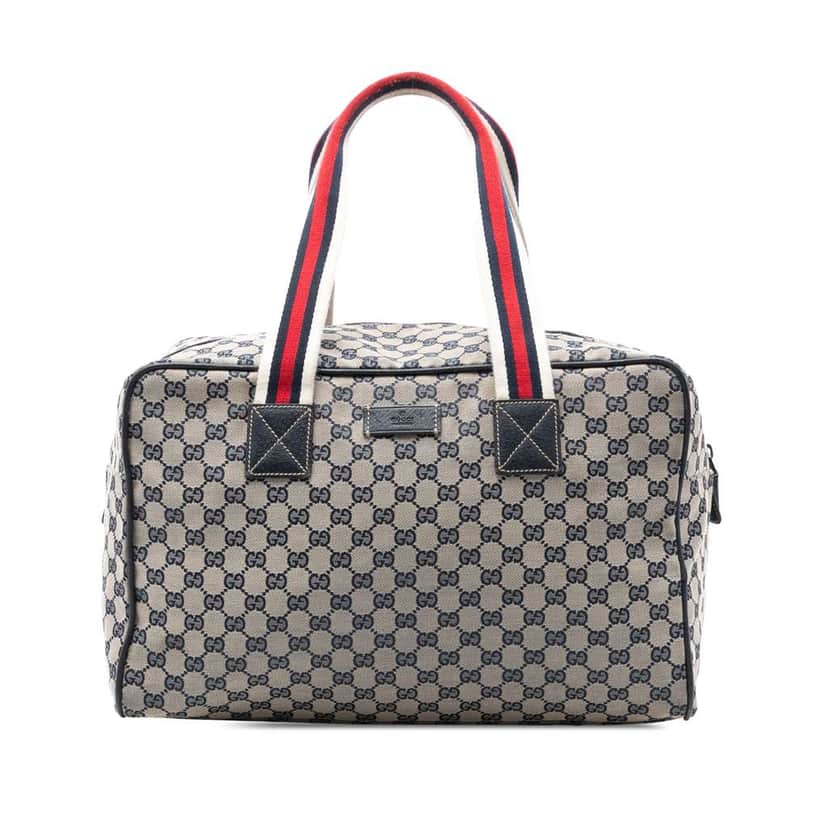 Gucci GG Canvas Web Travel Bag Grey Canvas Good condition - Front View