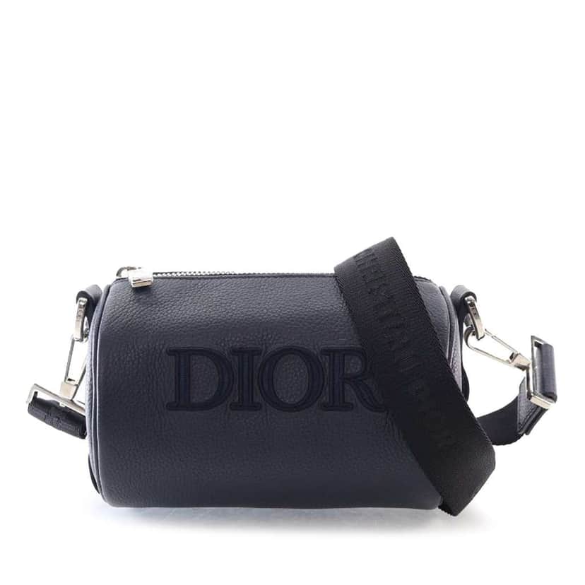 Dior Grained Calfskin Roller Messenger Bag Blue Leather Good condition - Front View