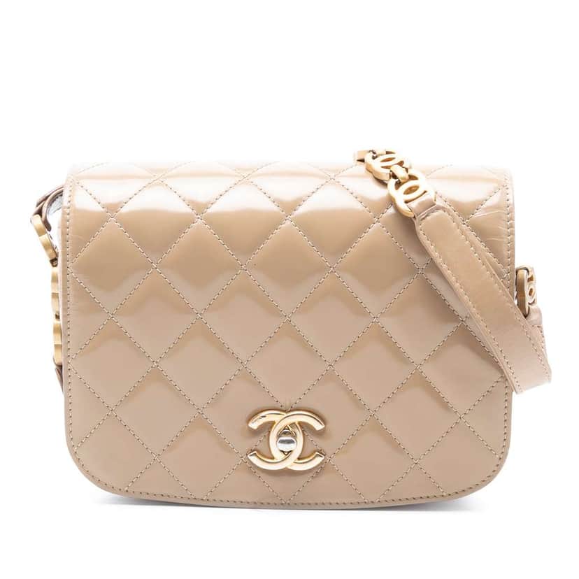 Chanel Mini Shiny Calfskin My Sweet CC Flap Brown Leather Fair condition - Front View