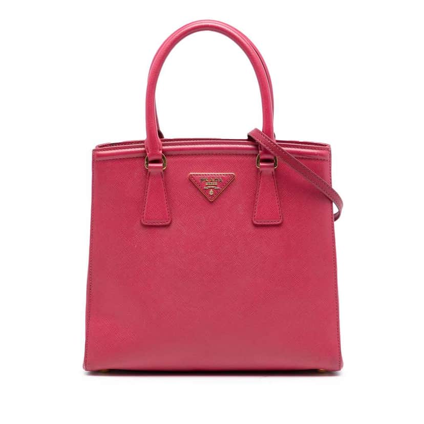 Prada Saffiano Lux Parabole Satchel Pink Leather Good condition - Front View